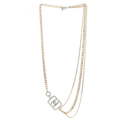 Chanel Crystal Chain CC Multi Strand Necklace Gold 3 of 8
