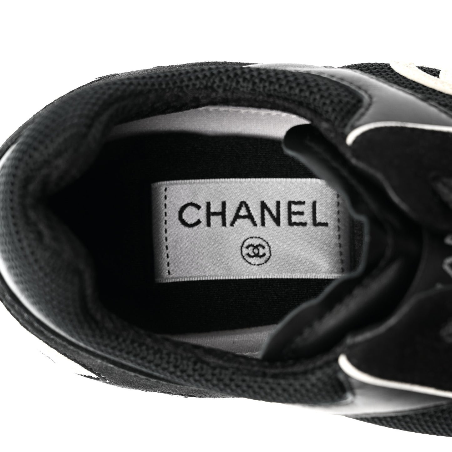 Mixed Fibers Suede Shiny Calfskin Womens CC Sneakers 39.5 Black