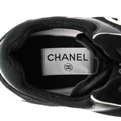 Chanel Mixed Fibers Suede Shiny Calfskin Womens CC Sneakers 39.5 Black 7 of 10