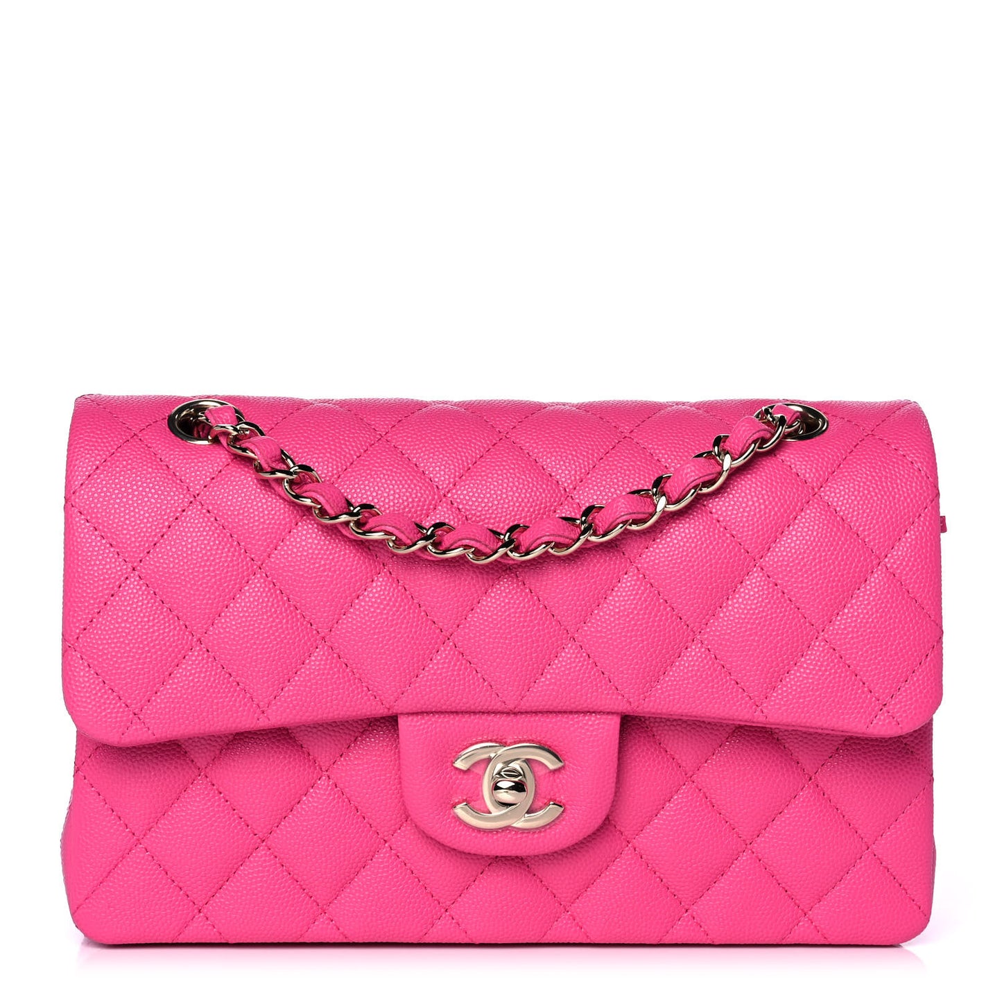 Caviar Quilted Small Double Flap Dark Pink
