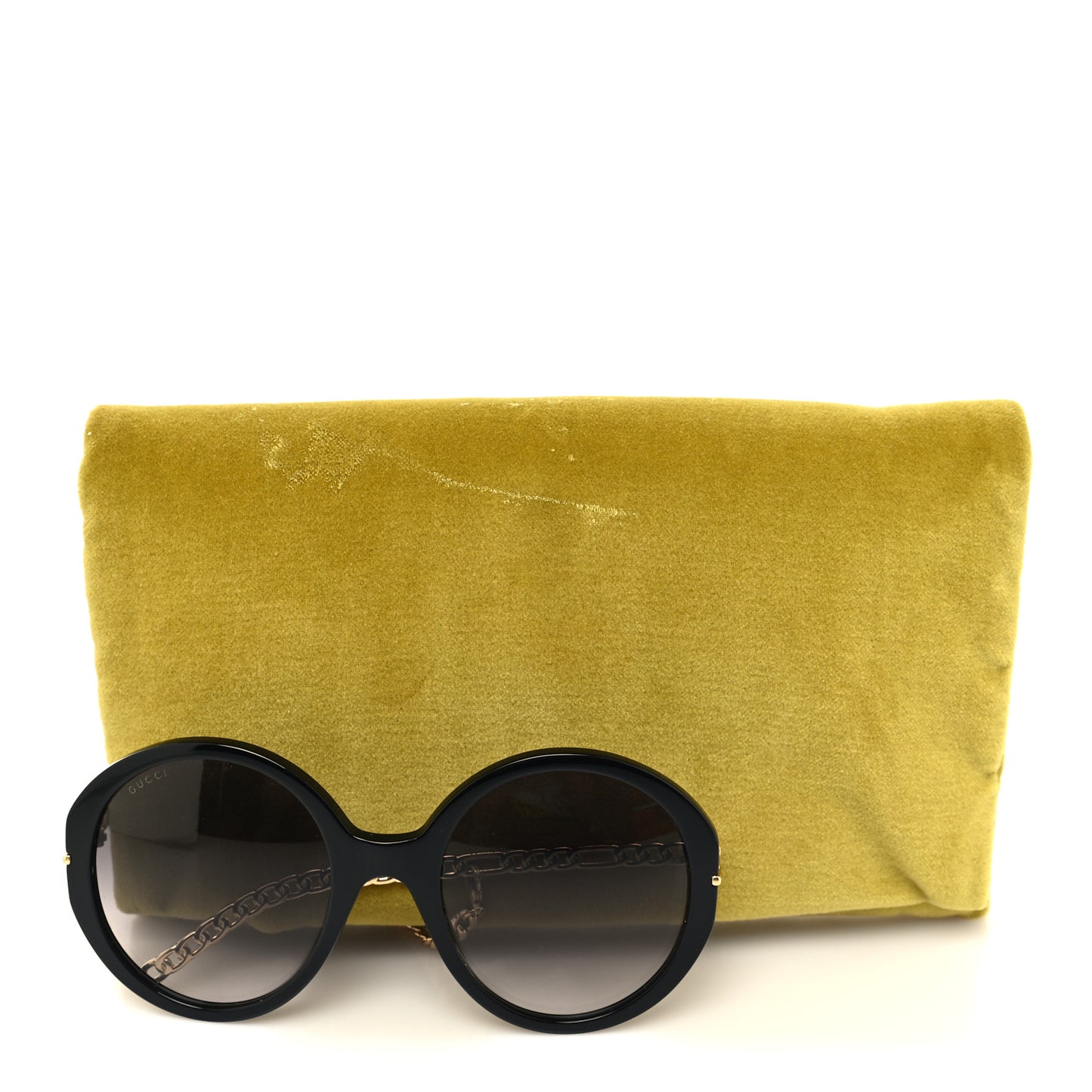 Acetate Detachable Charm Oversized Frame Round Sunglasses GG0726S Black