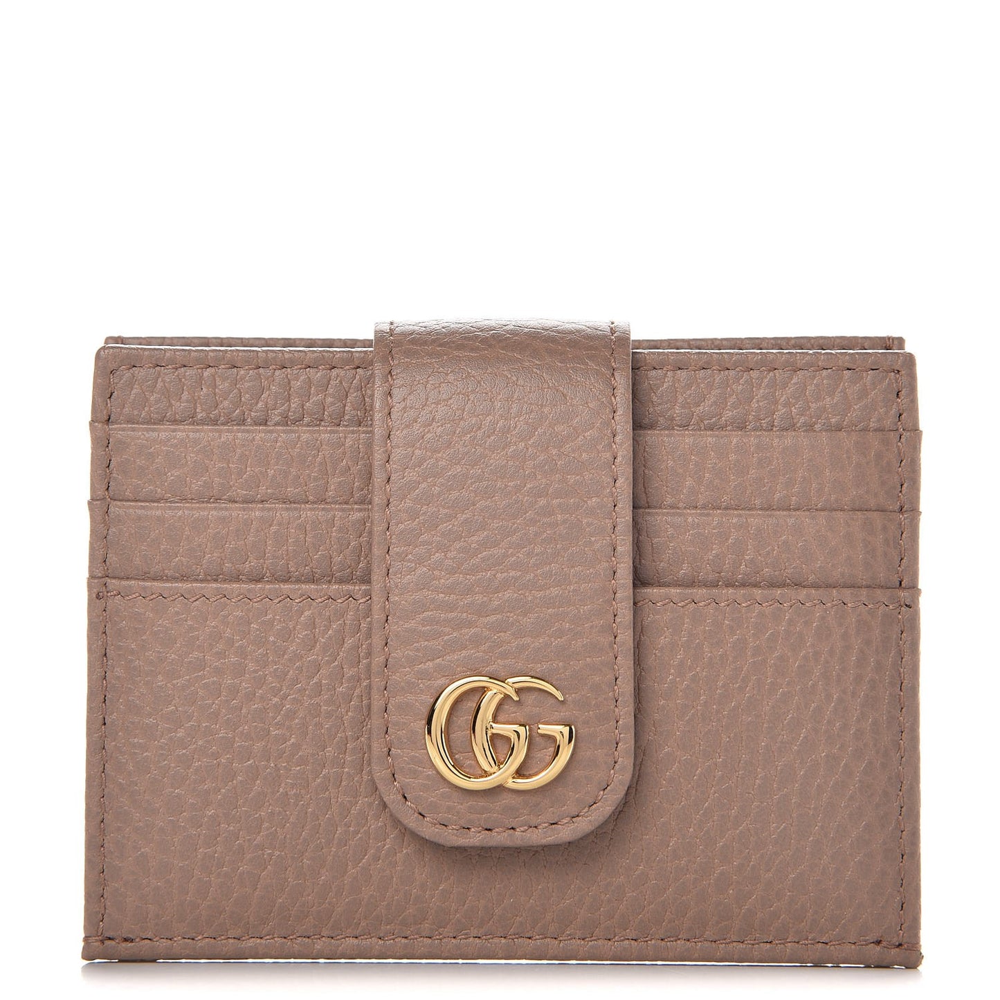 Dollar Calfskin GG Marmont Card Case Porcelain Rose