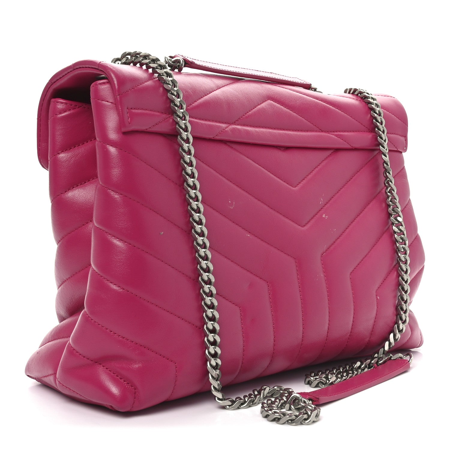 Saint Laurent Calfskin Y Quilted Monogram Medium Loulou Chain Satchel Freesia 3 of 11