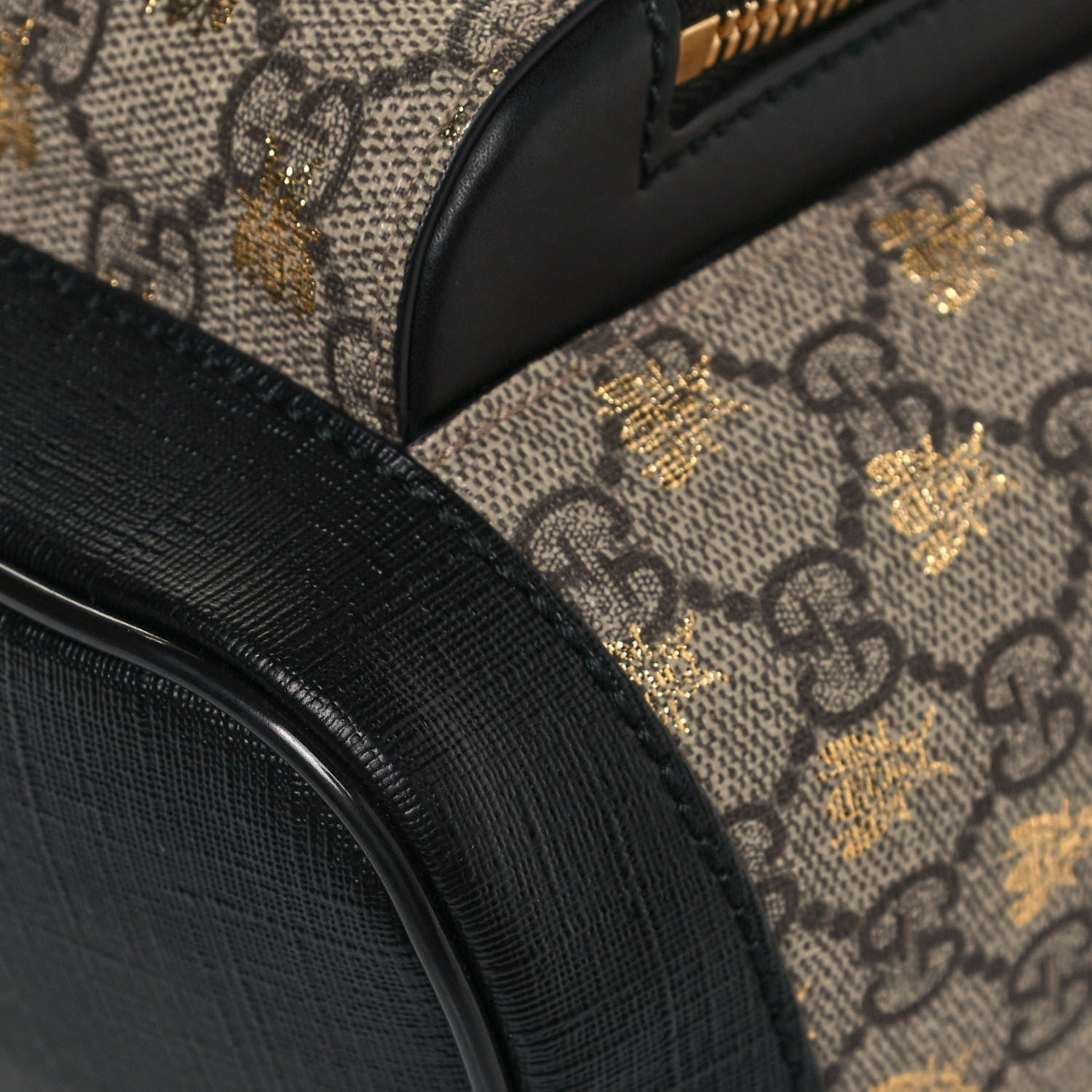 Gucci GG Supreme Monogram Bees Print Small Day Backpack Beige Oro Black 9 of 12