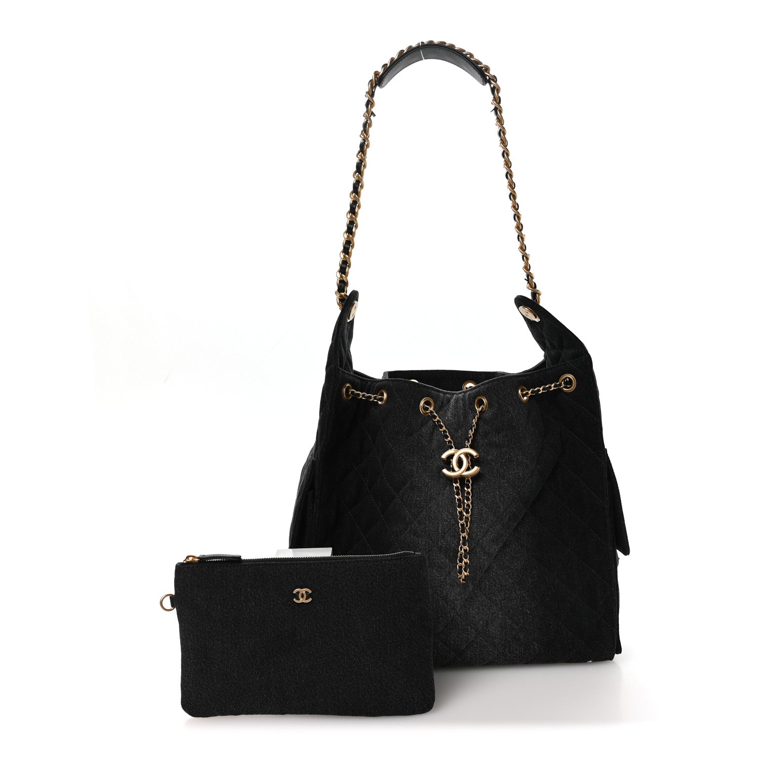 Chanel Washed Denim Quilted Medium Chanel 25 Handbag Black 3 of 11
