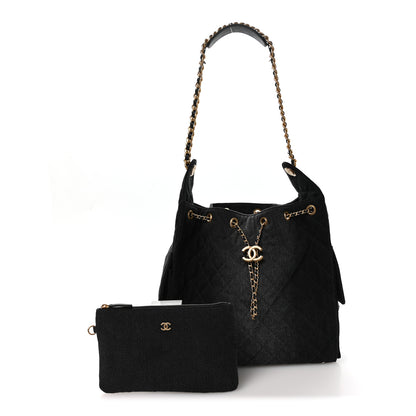 Chanel Washed Denim Quilted Medium Chanel 25 Handbag Black 3 of 11