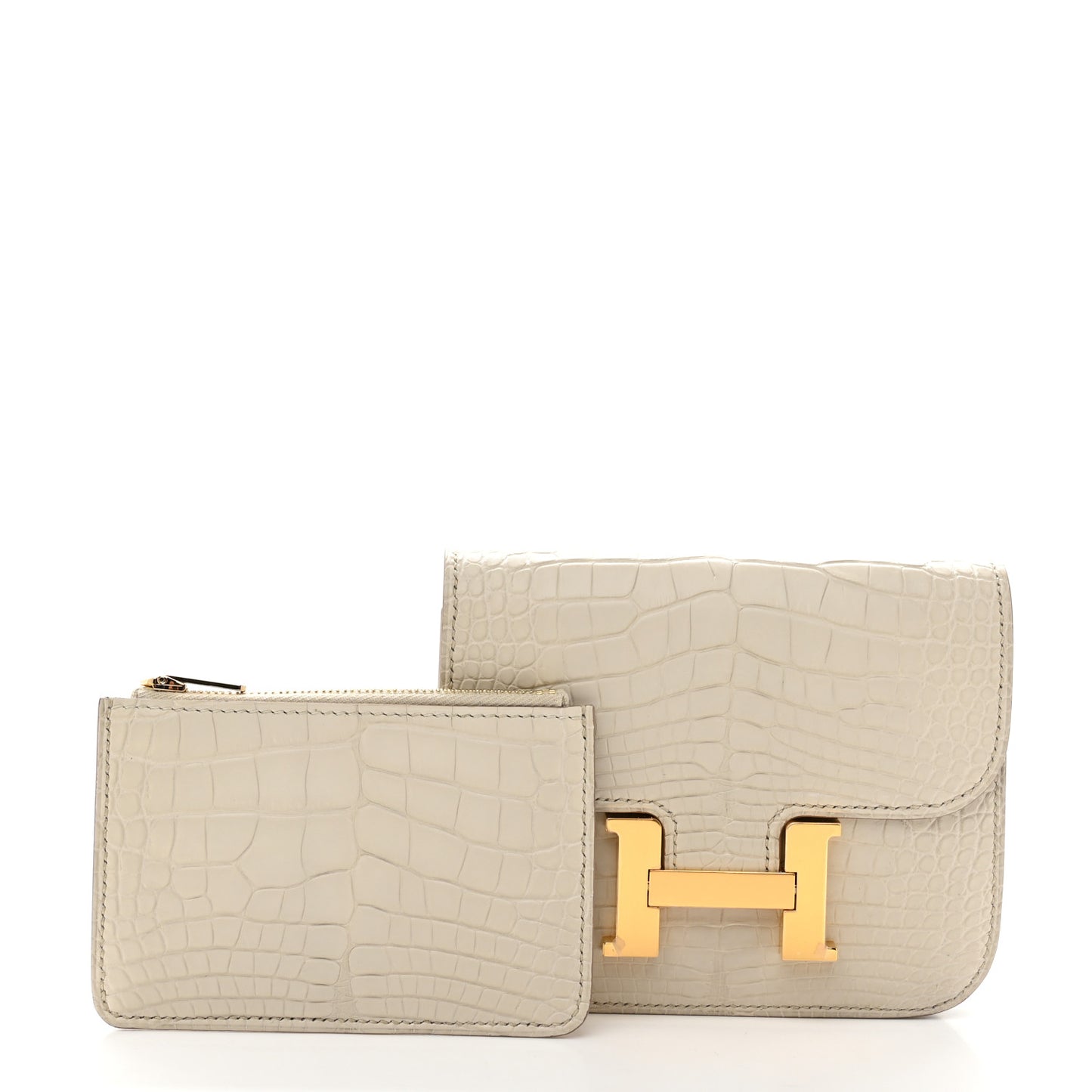 Matte Alligator Constance Slim Wallet Beton
