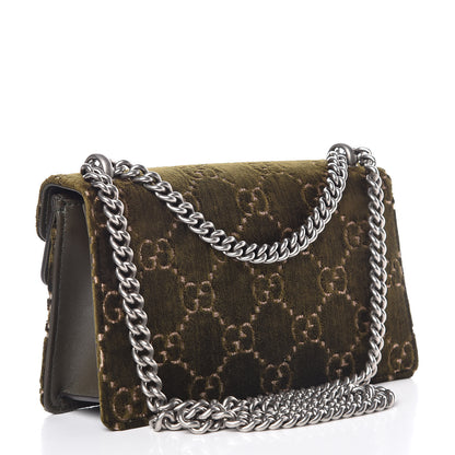 Gucci Velvet Moon Calfskin Crystal GG Monogram Small Dionysus Shoulder Bag Dark Olive Rose Gold 3 of 11