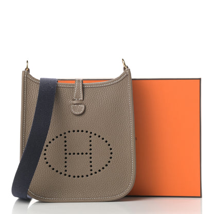 Hermes Taurillon Clemence Amazone Evelyne TPM Etoupe Bleu Indigo 12 of 12