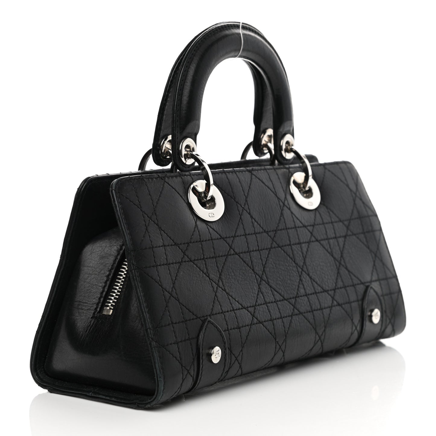 Calfskin Cannage Stitched Small Lady East West Lady Dior Black