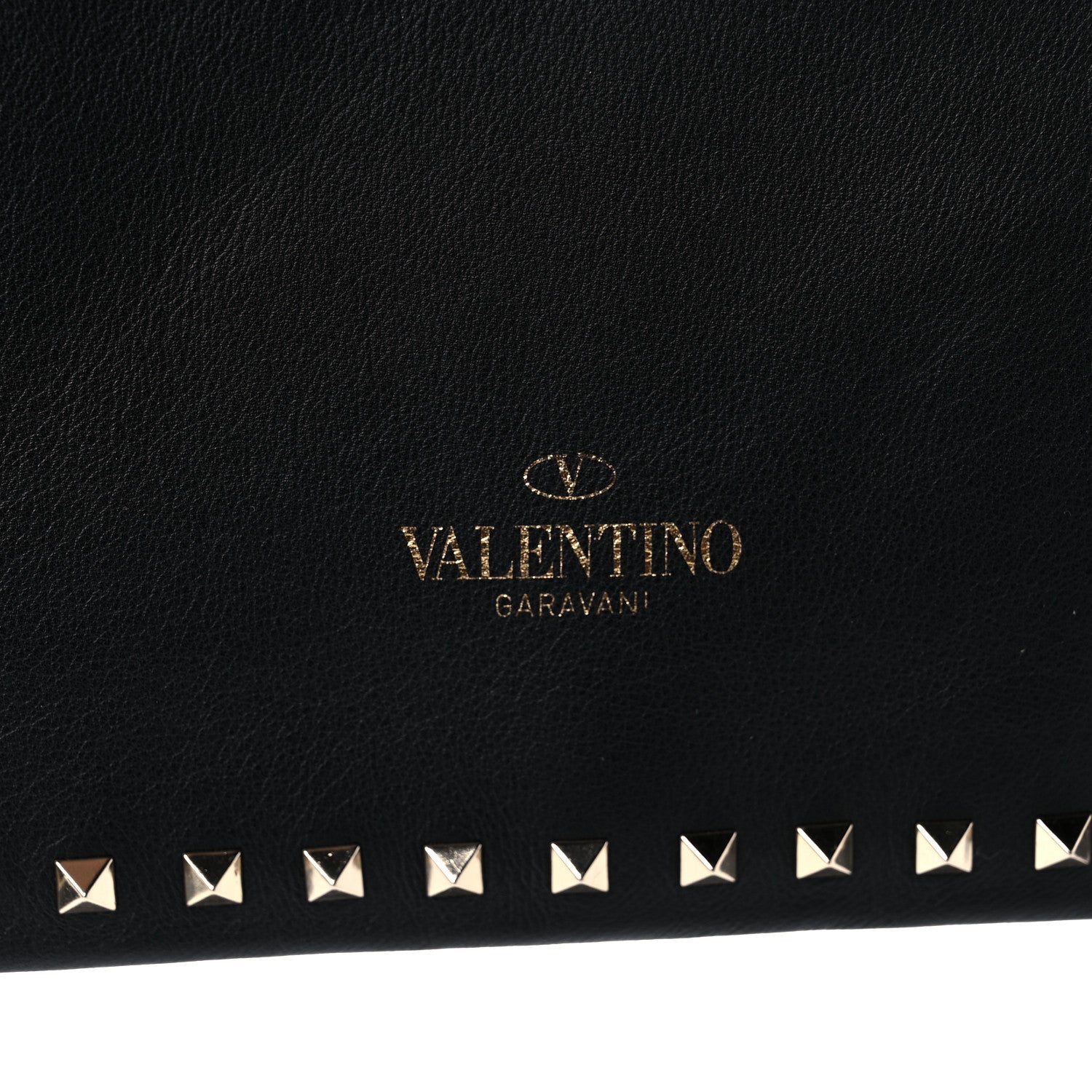 Valentino Garavani Vitello Oversized Rockstud Zip Wristlet Pouch Black 11 of 11