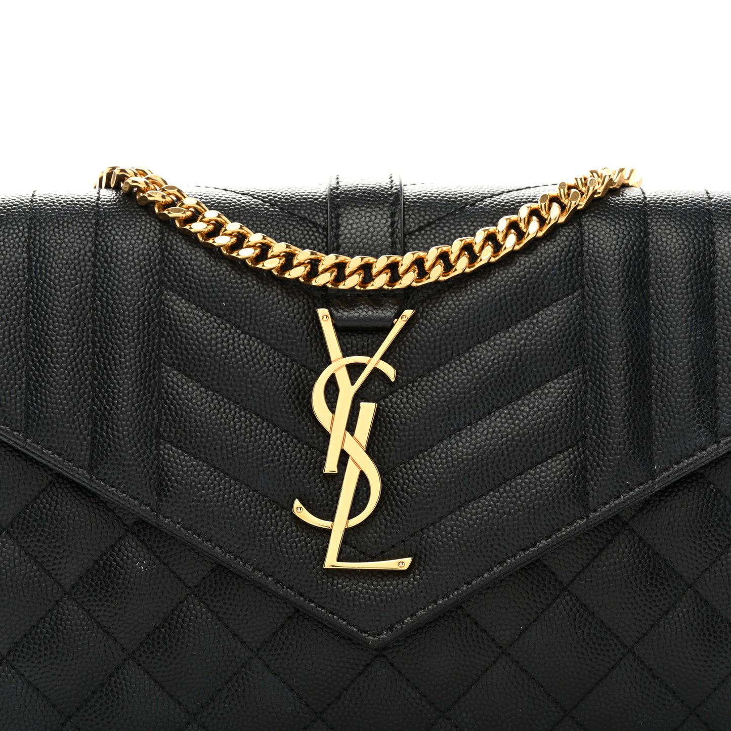 Grain De Poudre Mixed Matelasse Triquilt Monogram Chain Wallet Black