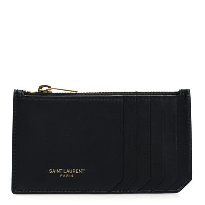 Saint Laurent Calfskin 5 Fragments Zip Pouch Card Holder Black 1 of 8