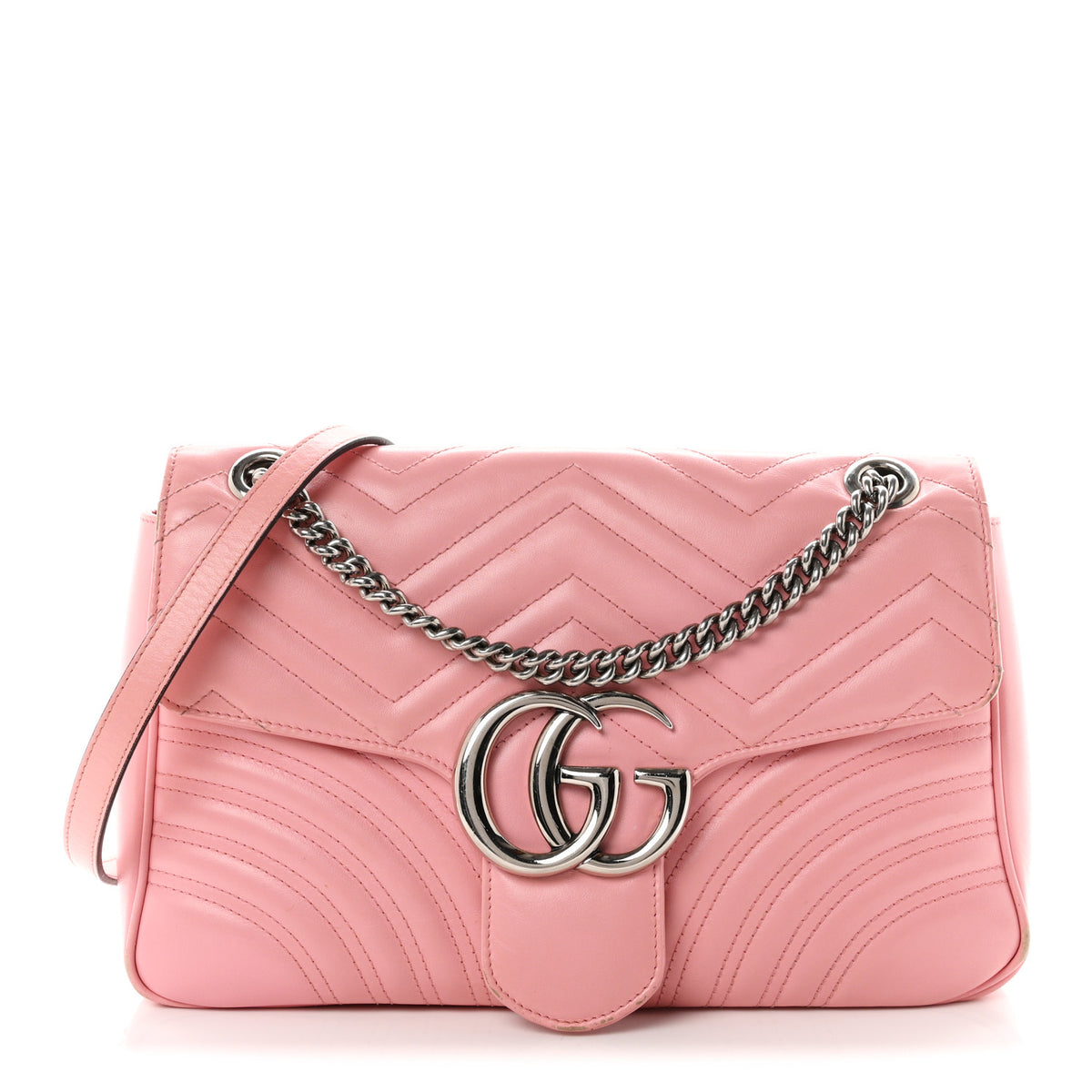 Gucci Calfskin Matelasse Medium GG Marmont Shoulder Bag Wild Rose 1 of 11