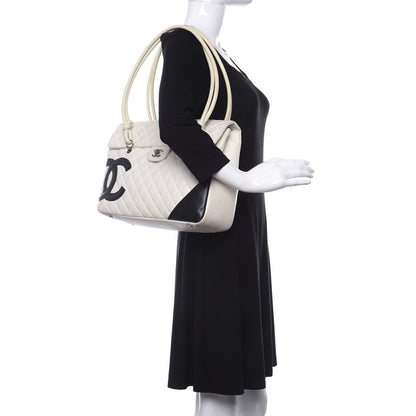 Chanel Calfskin Quilted Large Cambon Flap White Black 2 of 11