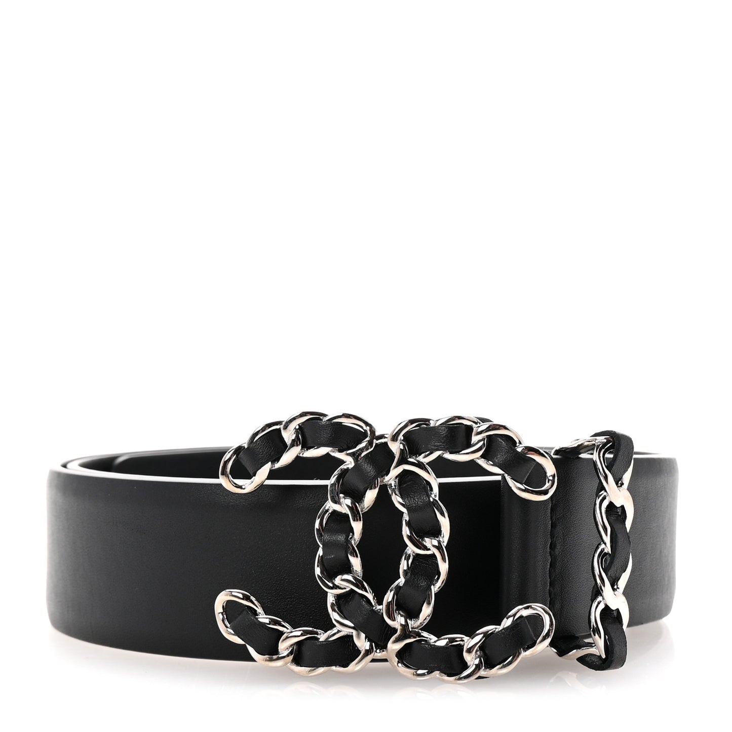 Calfskin CC Chain Belt 80 32 Black