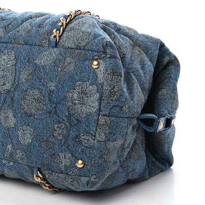 Chanel Denim Printed Destination Chenonceau Bowling Bag Blue Grey White 8 of 9