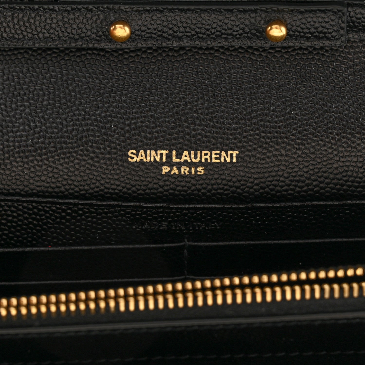 Saint Laurent Grain De Poudre Matelasse Chevron Monogram Chain Wallet Black 6 of 8
