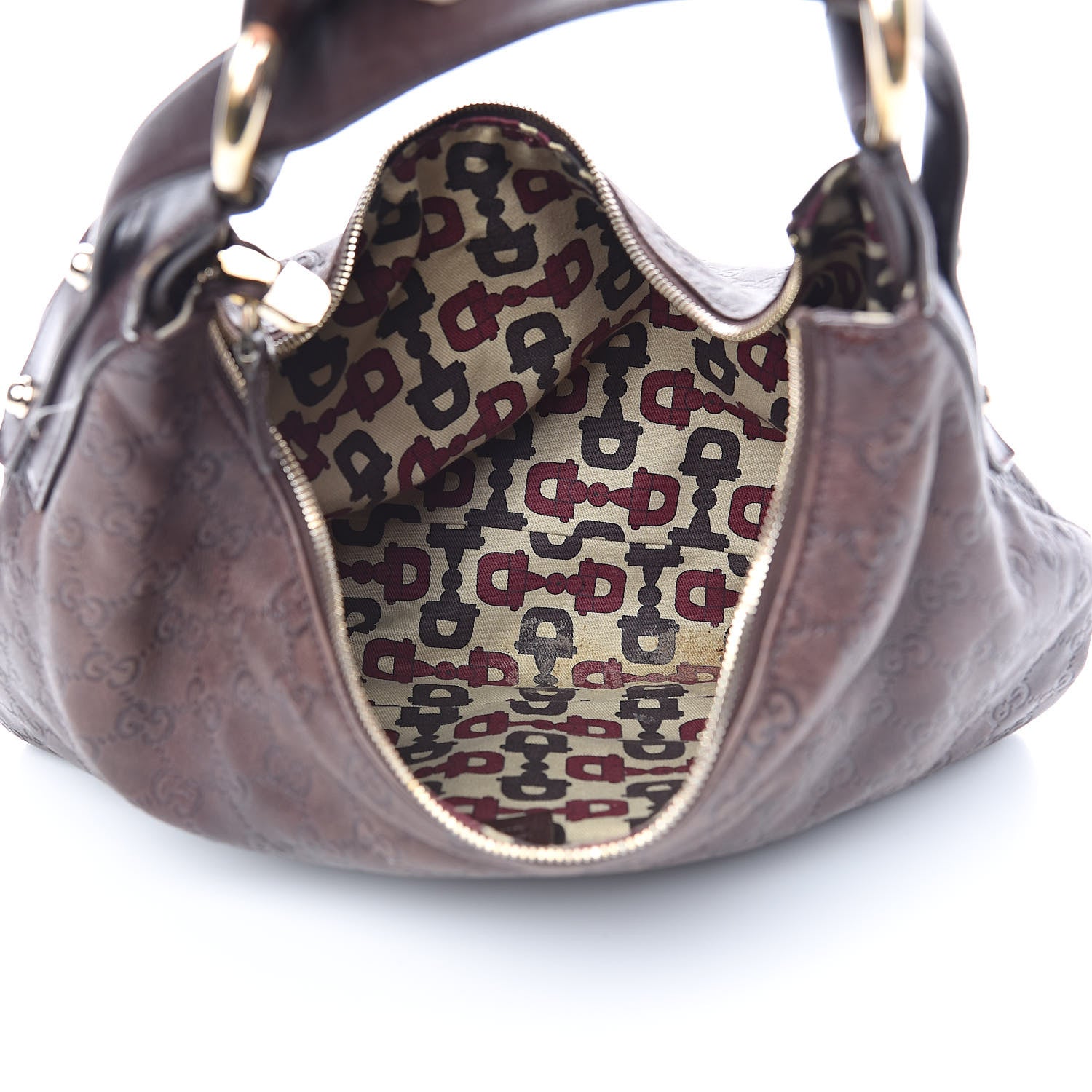 Gucci Guccissima Medium Horsebit Chain Hobo Dark Brown 5 of 15