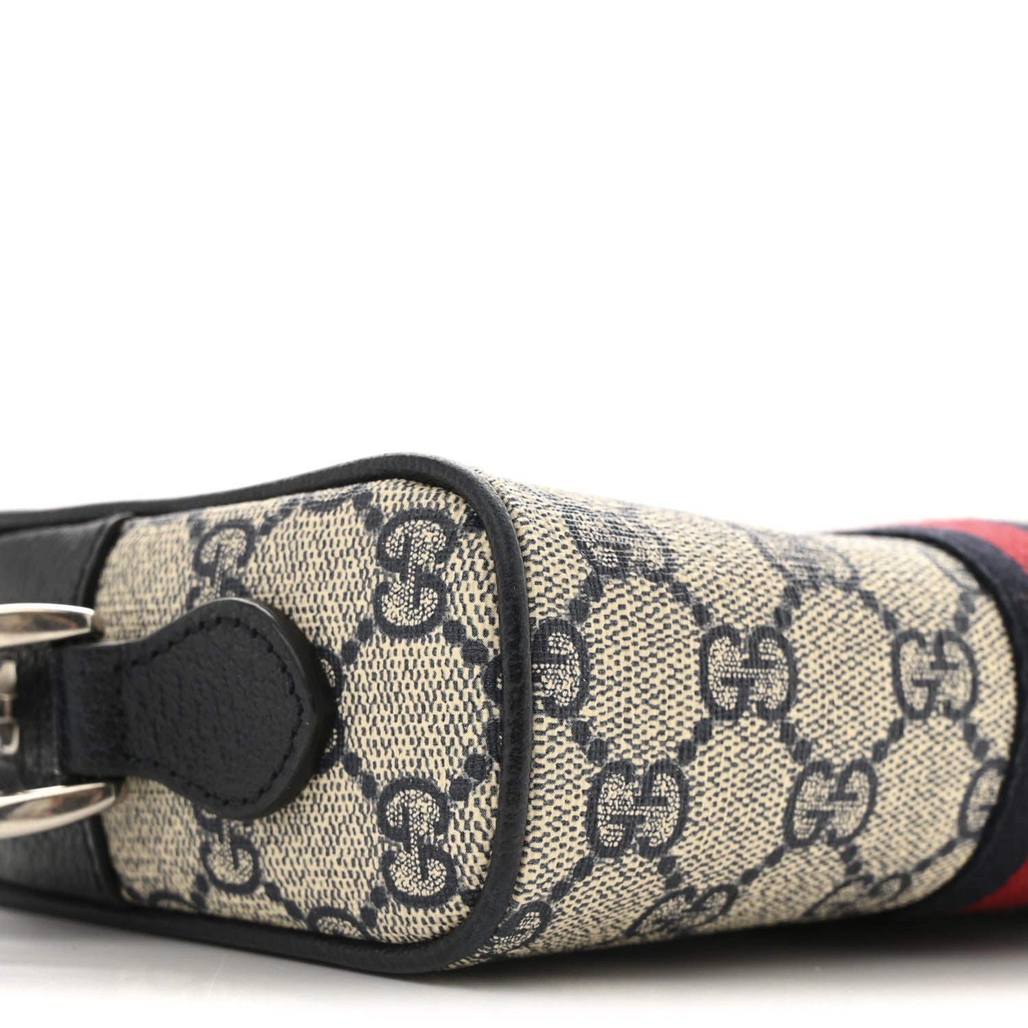 Gucci GG Supreme Monogram Textured Dollar Calfskin Web Mini Ophidia Shoulder Bag Beige Blue 9 of 12
