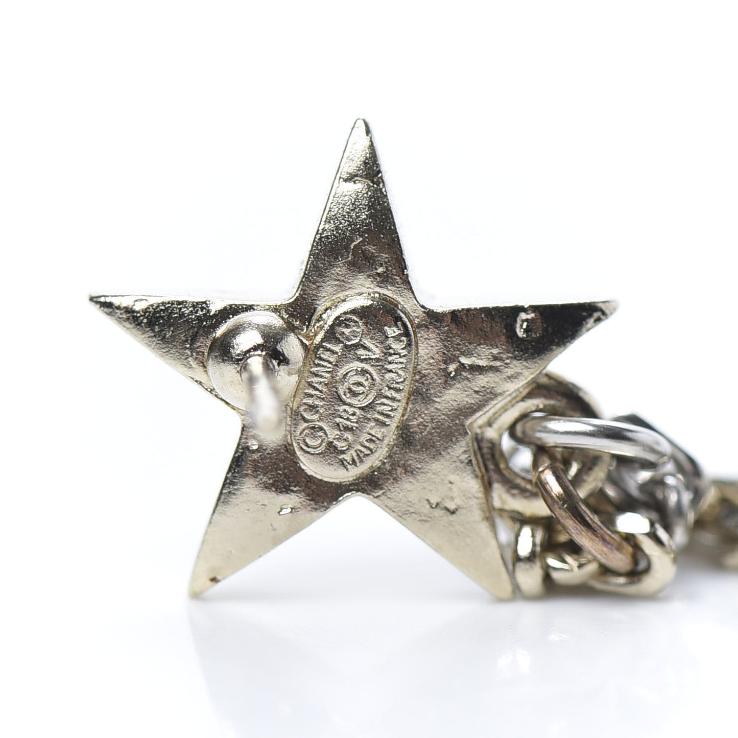 Crystal CC Star Moon Dangle Earrings Silver Gold