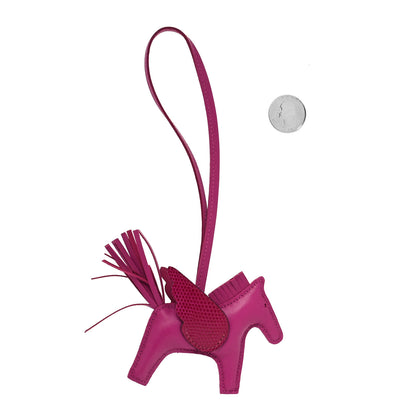 Hermes Milo Lambskin Lizard Touch Grigri Rodeo Pegase Horse Bag Charm PM Rose Poupre 2 of 3