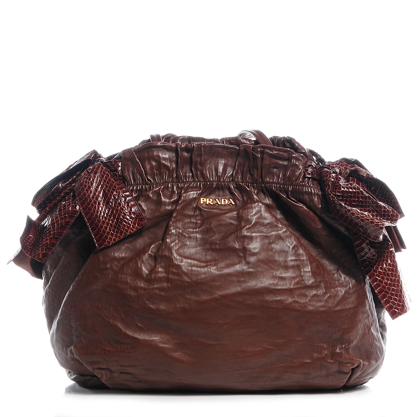 Nappa Antique Python Bow Bag Bruciato