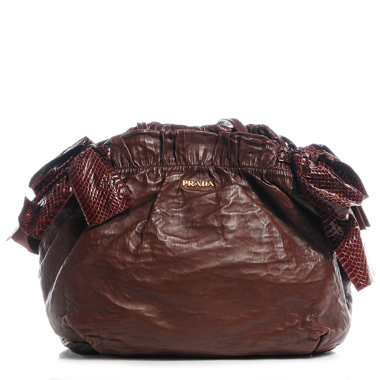 Prada Nappa Antique Python Bow Bag Bruciato 1 of 11