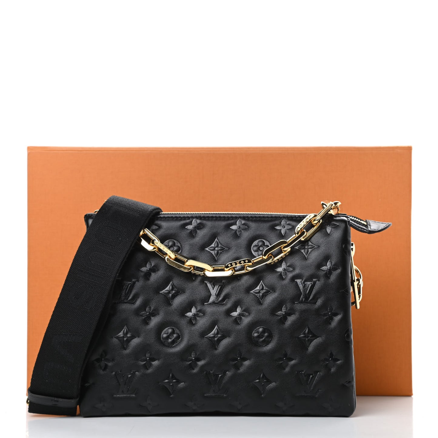 Lambskin Embossed Monogram Coussin PM Black