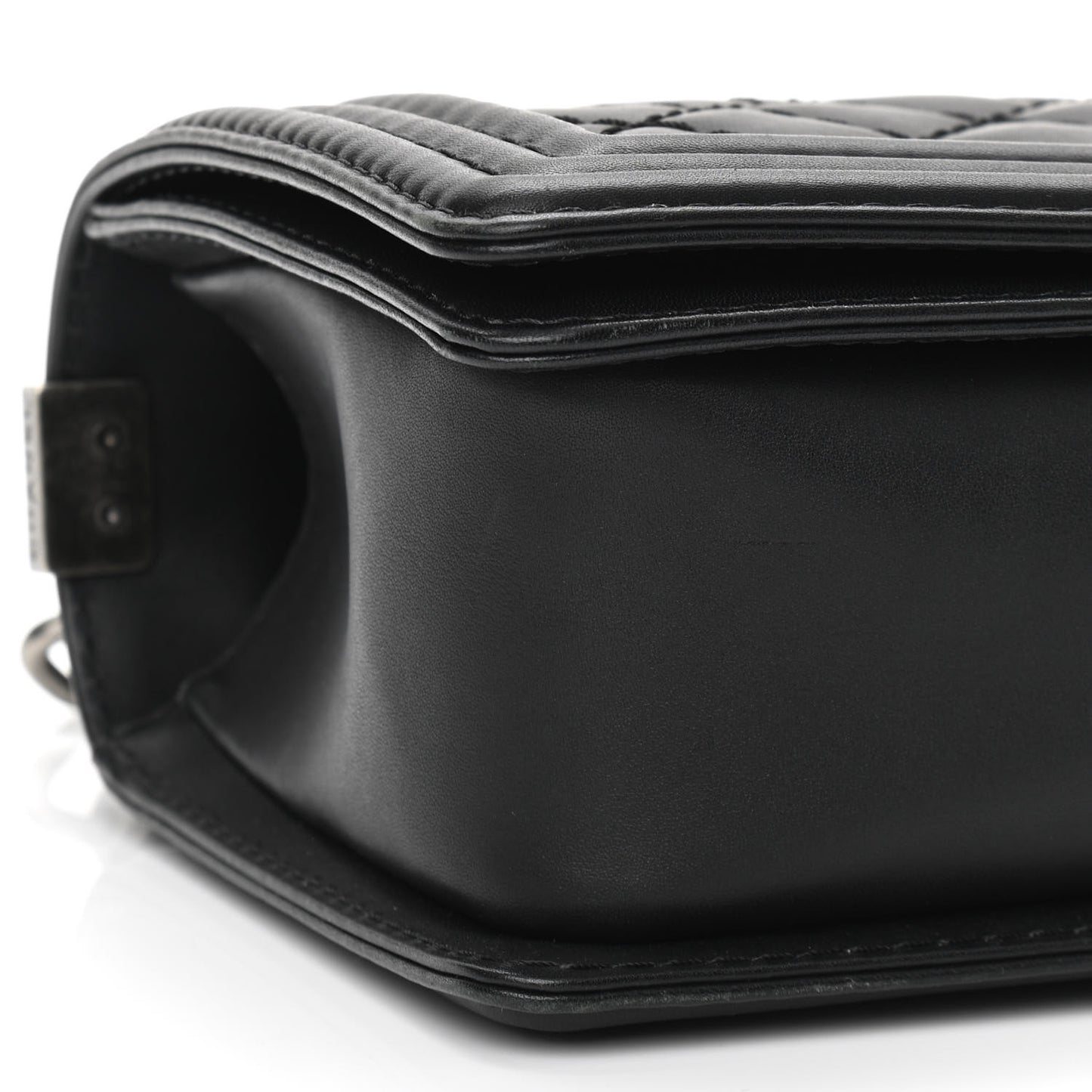 Lambskin Quilted Small Boy Flap Black