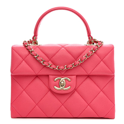 Chanel Caviar Quilted Mini Retro Twist Top Handle Flap Pink 1 of 12