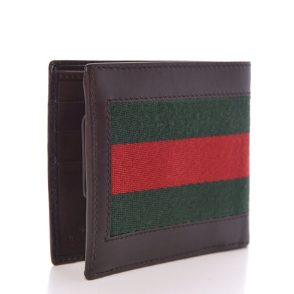 Gucci Calfskin Vintage Web Bi-Fold Wallet Dark Brown 3 of 7