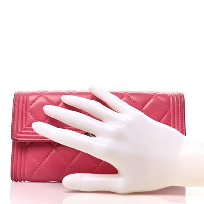 Chanel Lambskin Quilted Boy Flap Wallet Fuchsia 2 of 9