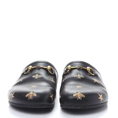 Gucci Calfskin Bee Star Embroidered Mens Horsebit River Slippers 8 Black 2 of 8