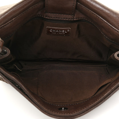 Chanel Calfskin Felt Sequin Embroidered Flap Shoulder Bag Brown 5 of 14