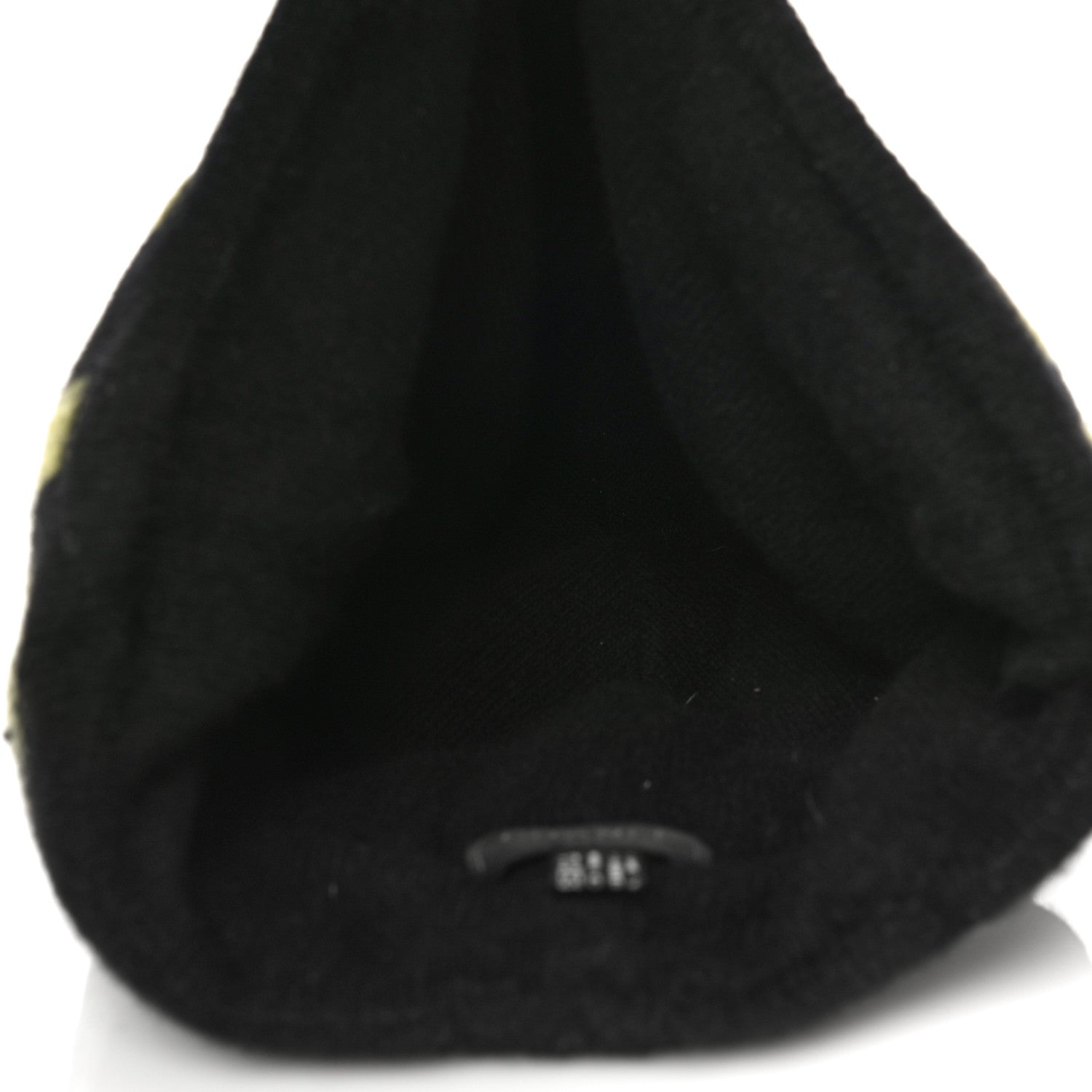 Chanel Wool Cashmere Logo Beanie Hat Black Yellow 4 of 8