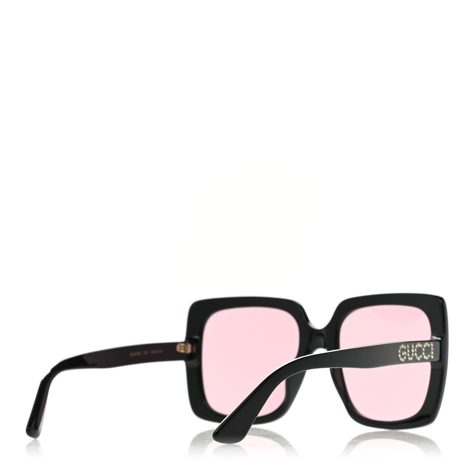 Gucci Crystal Square Frame GG Sunglasses GG0418S Black Pink 4 of 9