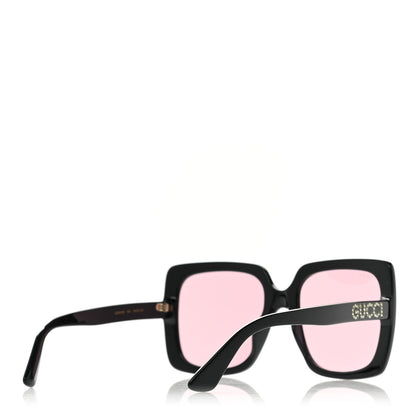 Gucci Crystal Square Frame GG Sunglasses GG0418S Black Pink 4 of 9