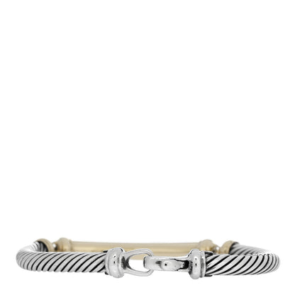 David Yurman Sterling Silver 14K Yellow Gold Diamond 5mm Metro Cable Bracelet 2 of 3