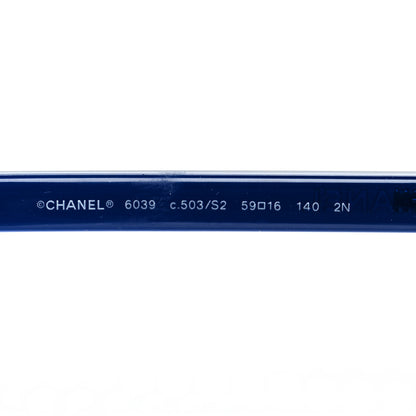 Chanel Acetate Crystal Quilted Cat Eye Sunglasses 6039 Blue 5 of 8