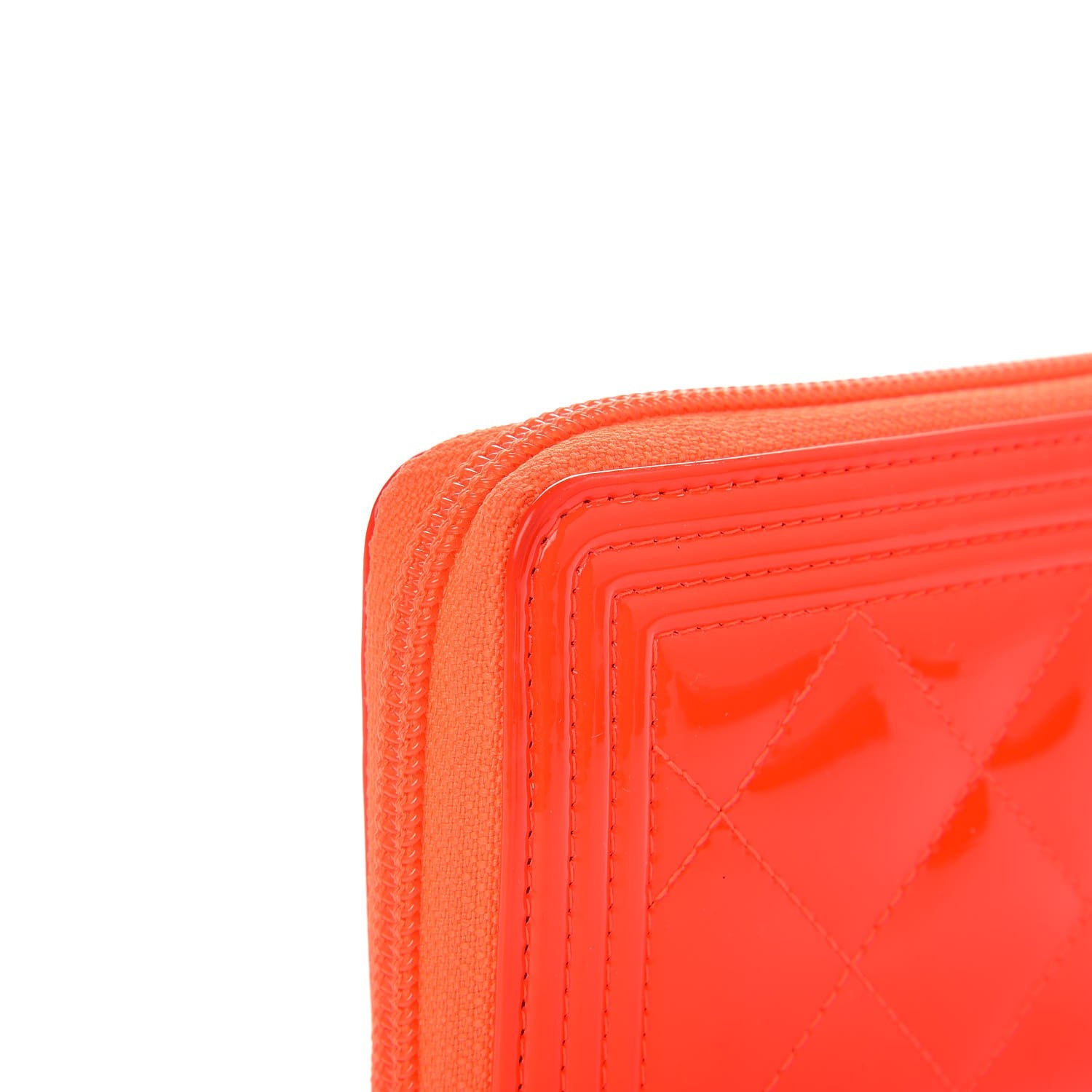 Chanel Patent Quilted Small Boy Zip Around Wallet Orange 9 of 11