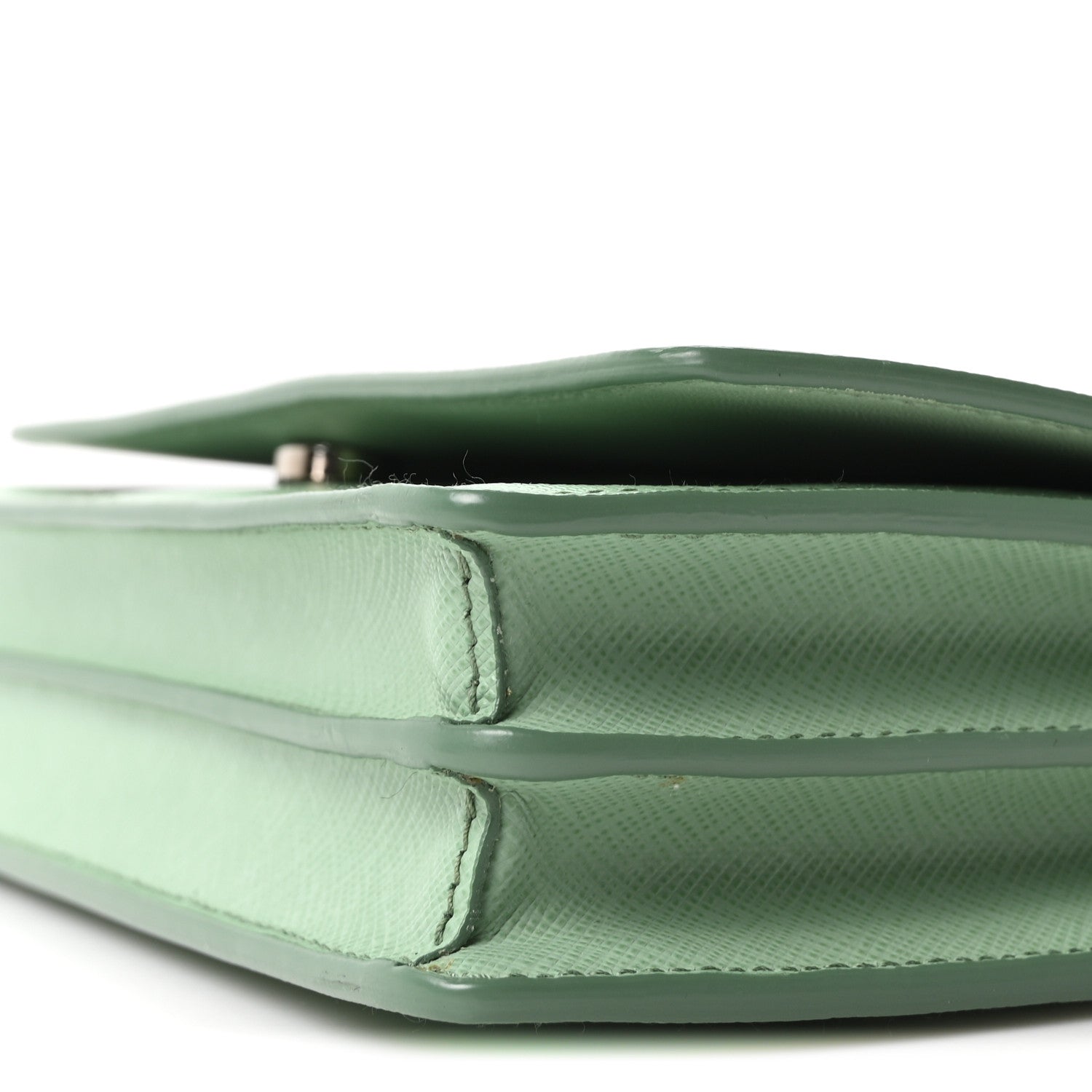 Prada Saffiano Lux Metal Flap Wallet Acquamarina 10 of 10