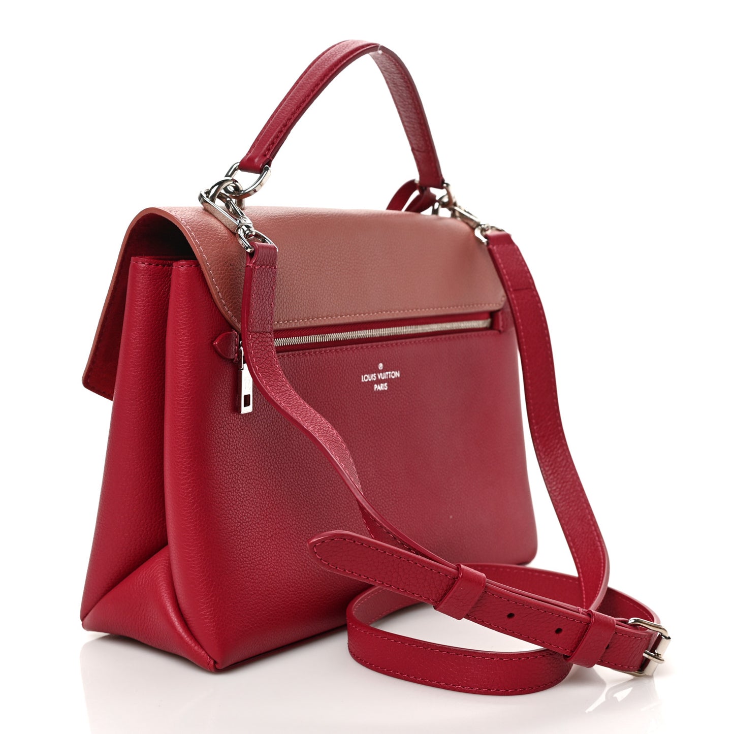 Soft Calfskin My Lockme Top Handle Rose Boudoir Lie De Vin Creme