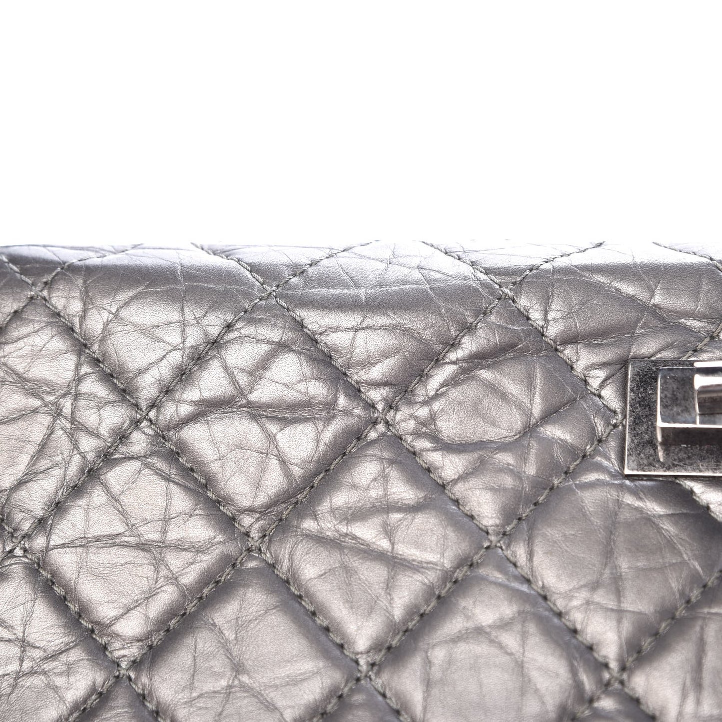 Metallic Aged Calfskin Quilted 2.55 Reissue 227 Flap Dark Silver