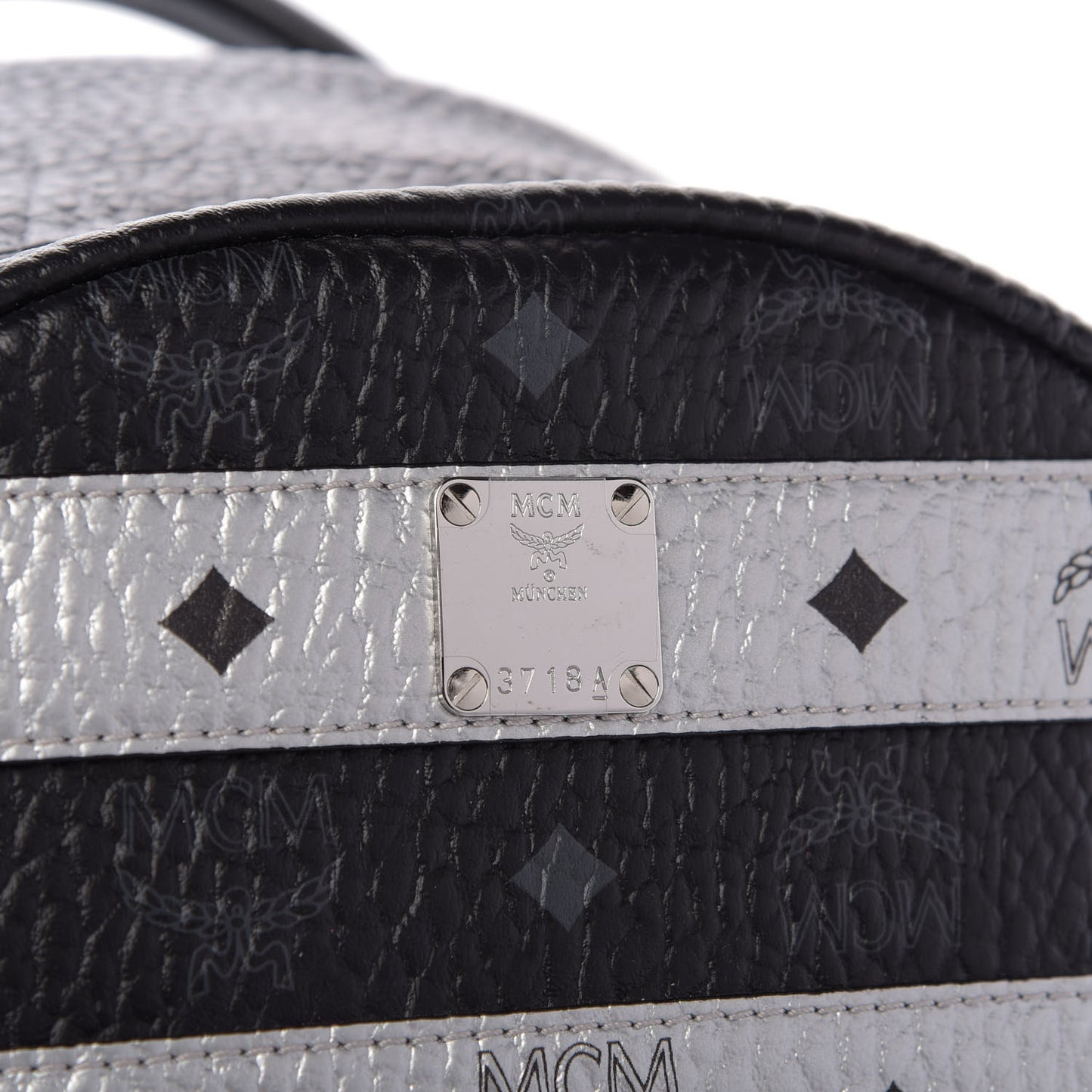 Metallic Visetos Striped Medium Stark Backpack Silver Black