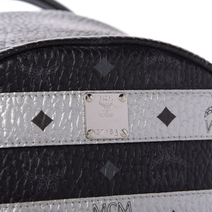 MCM Metallic Visetos Striped Medium Stark Backpack Silver Black 8 of 8