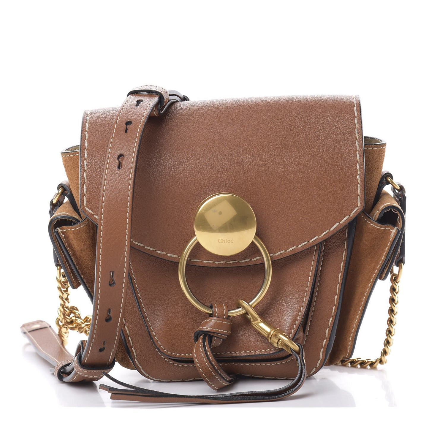 Calfskin Suede Small Jodie Camera Bag Caramel