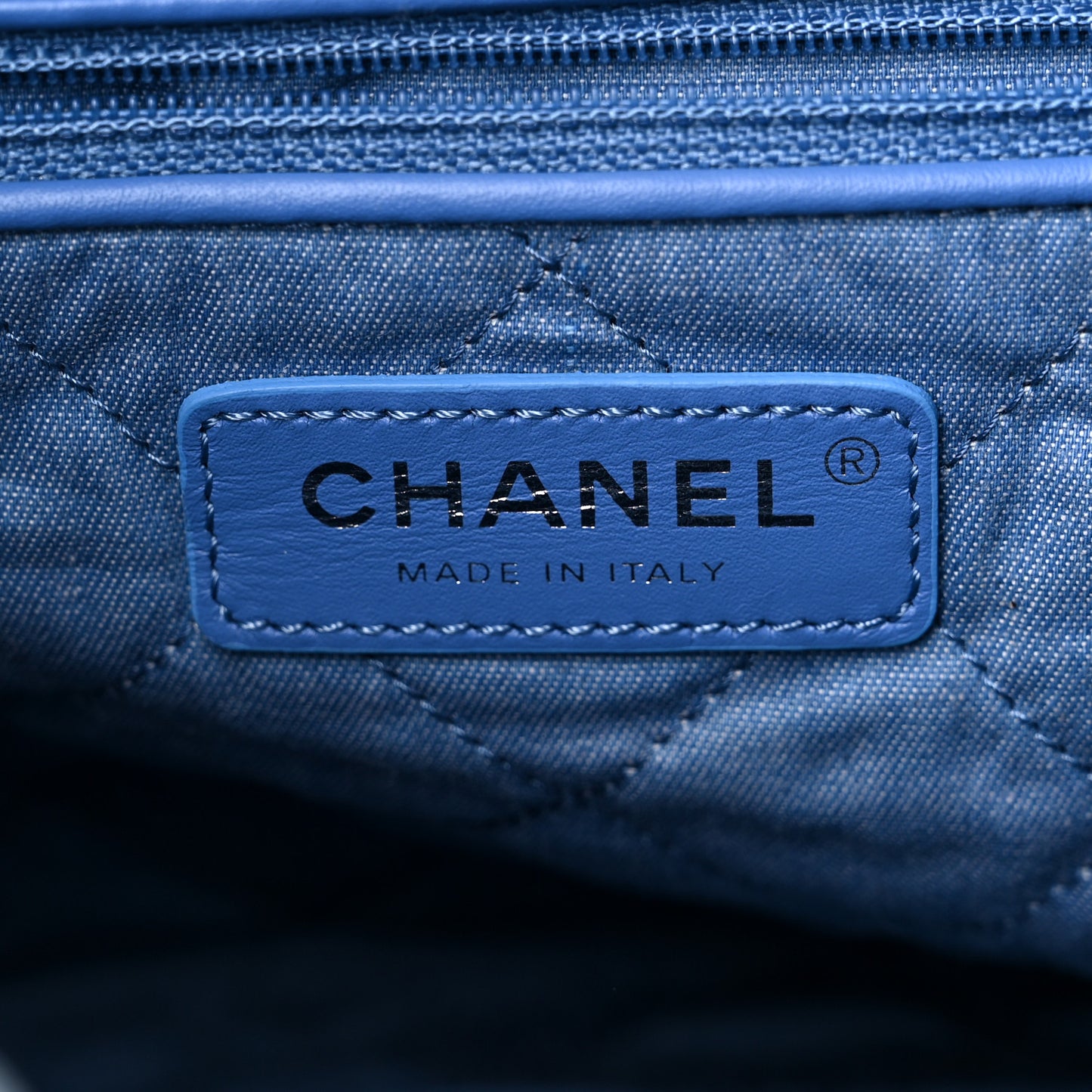 Denim Quilted Small Chanel 22 Blue