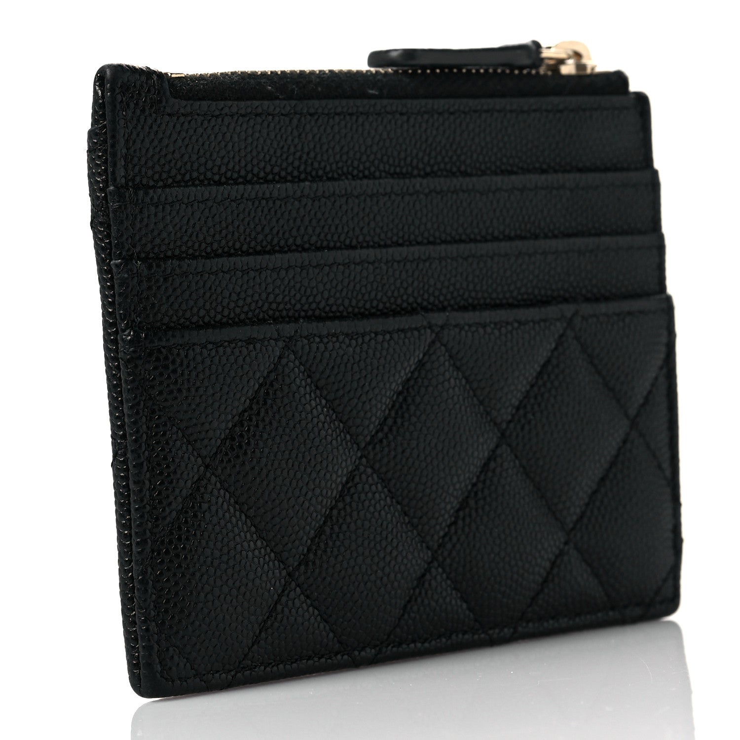 Chanel Caviar Quilted CC Zip Card Holder Black 3 of 9