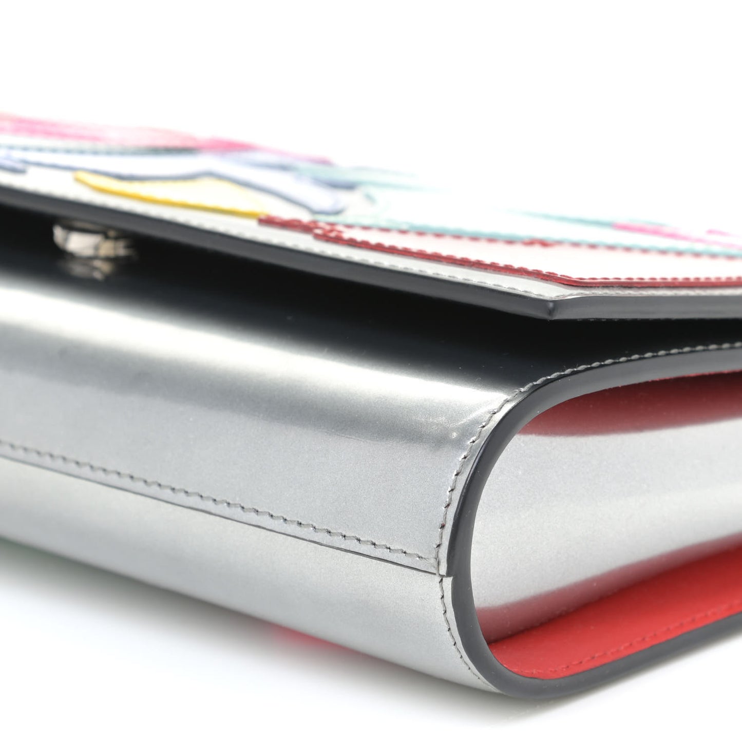 Metallic Patent Paloma Clutch Silver Multicolor